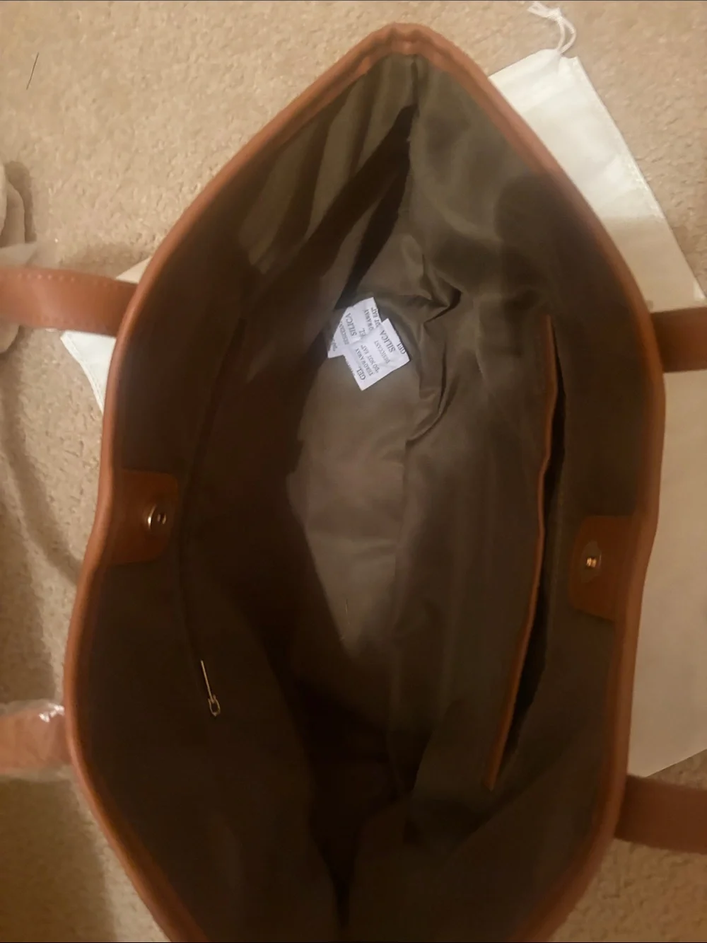 41 Hawthorne, NWT Olive Green Tote Bag with Tan Trim -